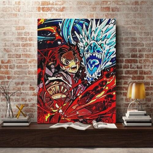Anime Demon Slayer Tanjiro art Poster Canvas Wall Art Decoration prints for living Kid Children room Home bedroom decor painting