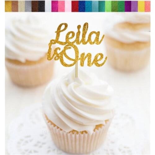 Custom Name Cupcake Toppers,Personalized 1st Birthday glitter Cupcake Toppers, First Birthday Party Decorations,baby shower
