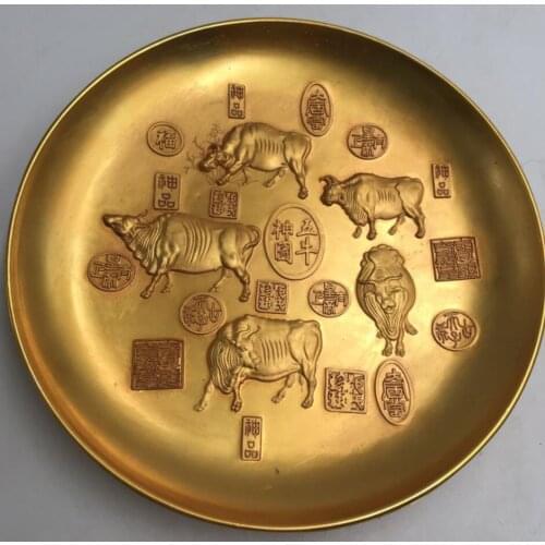 China archaize brass plate crafts statue