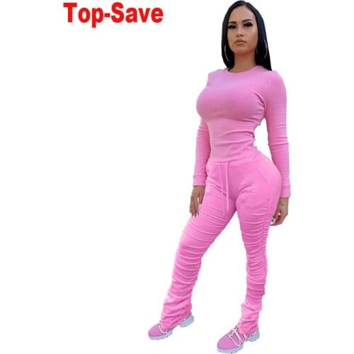 Stacked Pants 2 Two Piece Women Set Sport Casual Outfit Fall Clothes For Women Sweatshirt Crop Top Sweatpants Women Sweat Suit