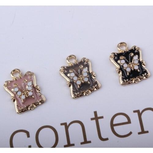 10PCS/Lot 13*18MM Enamel Square Animal Butterfly Pendant Charms Gold Color Tone Plated Oil Drop Alloy Metal Ornament Accessories