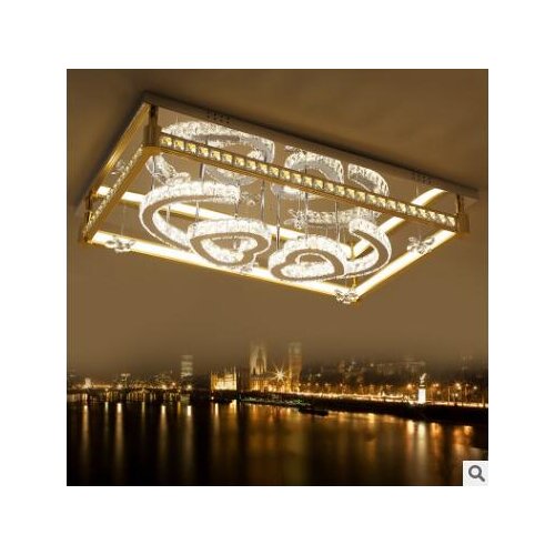 Living room lamp rectangular atmospheric crystal lamp led bedroom ceiling lamp simple modern lamp headlight creative personality