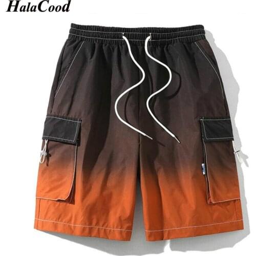 Summer Cargo Shorts Fashion Plus Size XL Men Trend Brand Mens High Street Drawstring Knee Length Pants Print Casual Shorts Male
