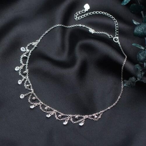 MIQIAO 925 Sterling Silver Choker Necklaces Gifts For Women Diamond Zircon Fashion Jewellery Female Clavicle Chain Adjustable