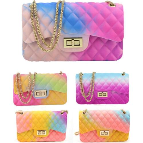 Fashion Women Jelly Shoulder Bag PVC Messenger Bag Chain Handbag Crossbody Bags
