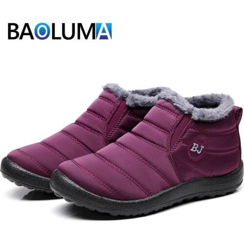 Fashion Womens Winter Boots Plush Warm Couple Snow Boots Outdoor Waterproof Womens Boots British Style Zapatos De Mujer