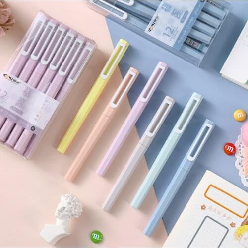 6PCS/Pack 0.5MM Macron Gel Pens Set Black Ink Journaling DIY Test Drawing Writing School Stationary Office Supplies Gifts