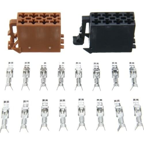 Durable 2pcs 8 Pin Male Auto Car ISO Stereo Radio Wiring Harness Connector Adaptor Block Loom with 18pcs Female Pins