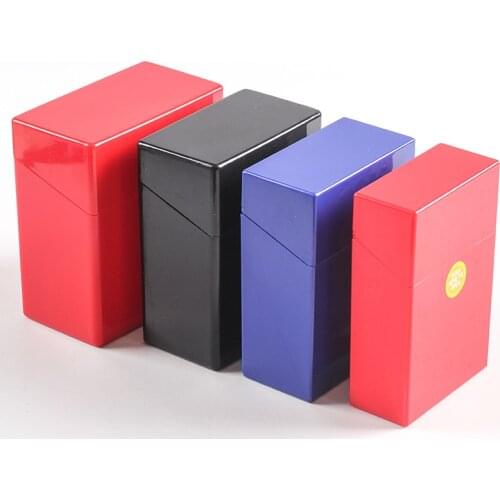 1pcs Top Flip Press Open Plastic Cigarette Case Capacity 20/25/30/40/50pcs Sticks Lighter Storage Box Holder 1pc Color Randomly