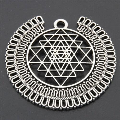 3pcs Silver Color Sri Yantra Pattern Charms Pendant Handmade Jewelry Accessories Diy Finding A2735