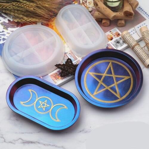 Transparent Silicone Mold Dried Flower Resin Decorative Craft Tray DIY Moon Star Plate Mold Epoxy Resin Molds For Jewelry