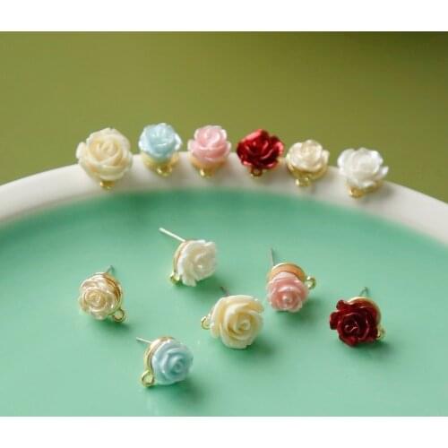 Retro Showa Style Rose Flower Belt Pendant Earrings 925 Silver DIY Jewelry Accessories Earring Material