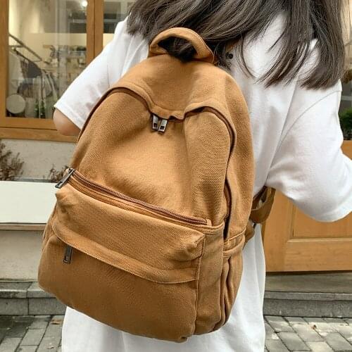 School Bag Student Shoulders Large Capacity Khaki Backpack Fashion Canvas Backpacks Female College Teen Computer Bag mochila