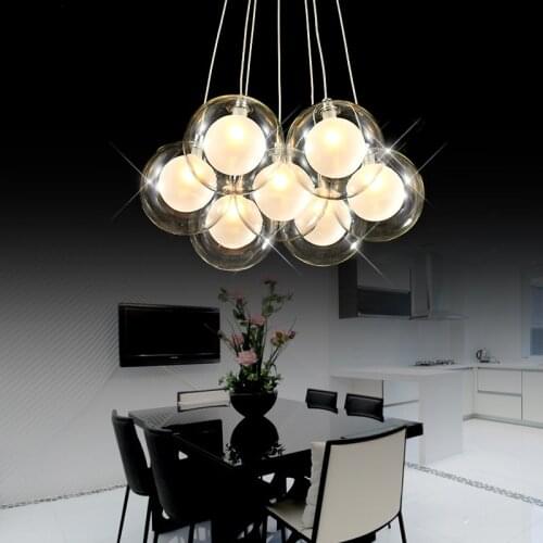 AC110-220V Modern Creative clear glass double-deck ball lamp DIY home deco living room romantic G4 LED bulb chandelier light