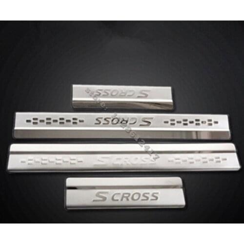 Car styling sticker for suzuki sx4 scross s-cross s cross 2017 2018 accessories door sill scuff plate protector guard 2014-2018