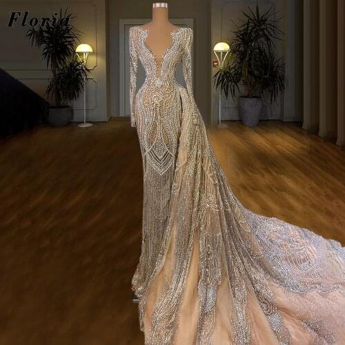 Capped Sleeves Evening Dresses Detachable Skirt Vestidos Turkish Beaded Crystals Party Gowns Red Carpet Dress 2021 Customized