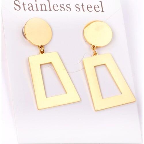 Stainless Steel Drop Earrings Wholesale Accessories Gold Color Geometry Earrings Brinco Bijoux Female Gift