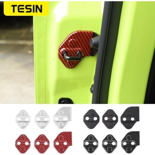 TESIN Exterior Sticker 3Pcs/Lot Newest Car Styling Door Lock Protective Decoration Cover For Suzuki Jimny 2019 2020 Accessories