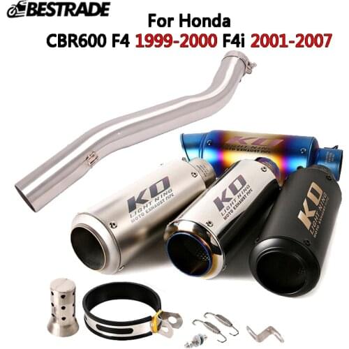 Exhaust System For Honda CBR600 F4 1999-2000 F4i 2001-2007 Motorcycle Middle Link Pipe Slip On 51mm Muffler Tube Stainless Steel