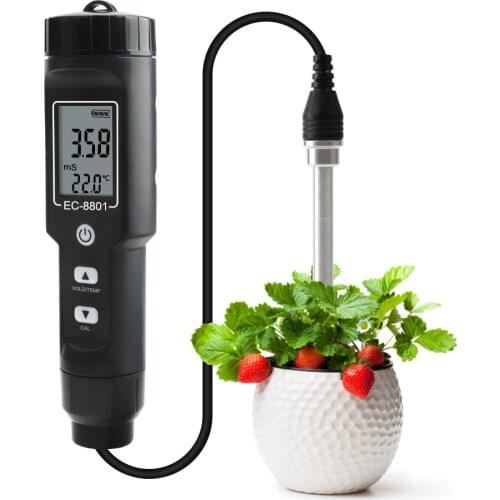 Yieryi Two-in-one Professional Digital Soil EC / Temperature Tester Removable Electrode Automatic Temperature Compensation