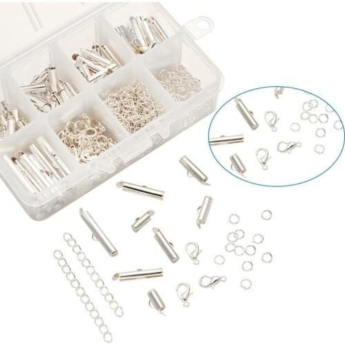 1Set Brass Slide On End Clasp Tubes Zinc Alloy Lobster Claw Clasp Iron Twist Extender Chains for DIY Jewelry Making 5.5~6x10x4mm