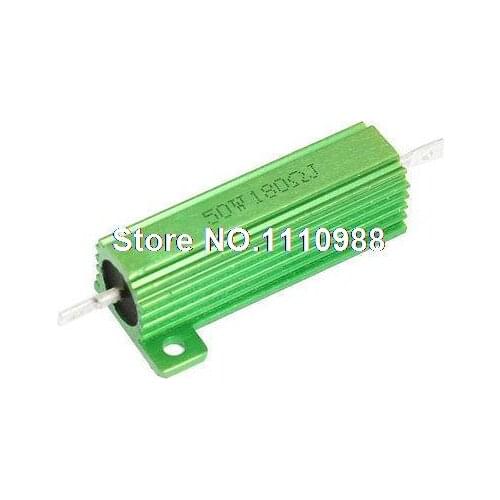 50W 180 Ohm Screw Tap Mounted Green Aluminum Housed Resistor