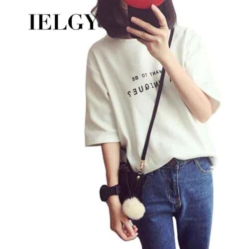 IELGY Summer womens T-shirt new Korean students loose round neck shirt ladies short t-shirt women