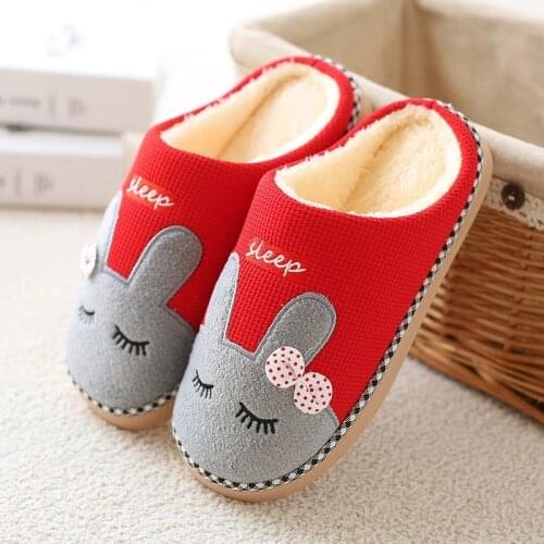 Women Indoor Slippers Warm Plush Lovers Home Cotton Slipper Anti Slip Soft Bottom Winter Shoes Woman Men House Floor Slides