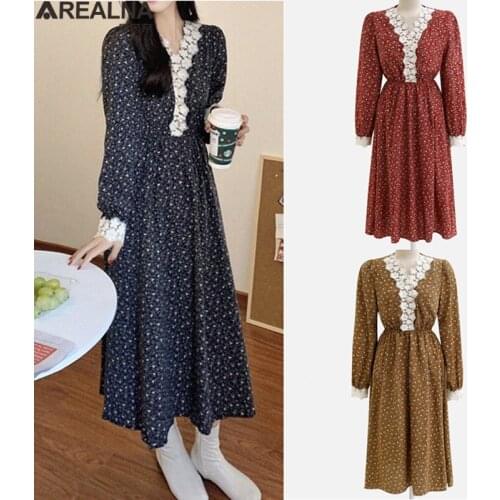 Dresses for women 2021 Elegant floral embroidery lace collar Long Sleeve Spring Vintage Midi Summer Dress Vestidos plus size 5XL