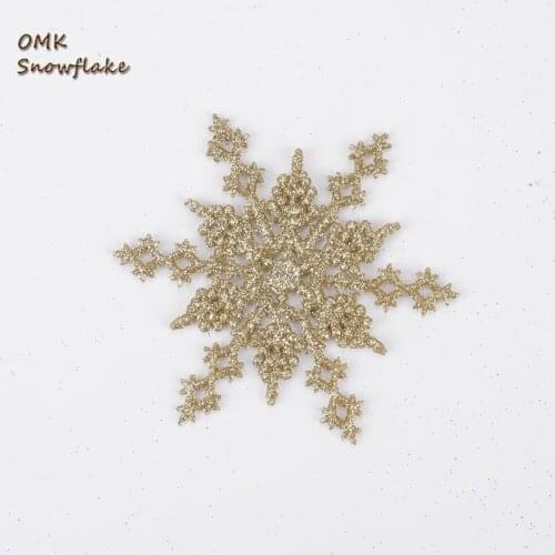 24 pcs Snowflake Party Supplies Decor Ornaments Christmas Decorations Christmas Snowflake Gold Powder Plastic 24pcs 10cm Snow 6