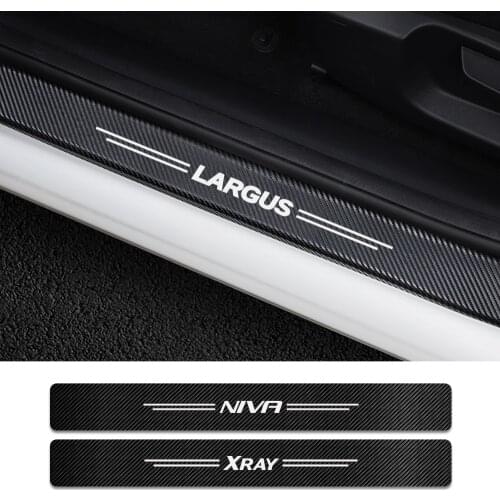 4PCS Car Door Sill Scuff Guard Stickers Decal For Lada Xray Largus Granta Auto Door Threshold Carbon Fiber Protector Accessories