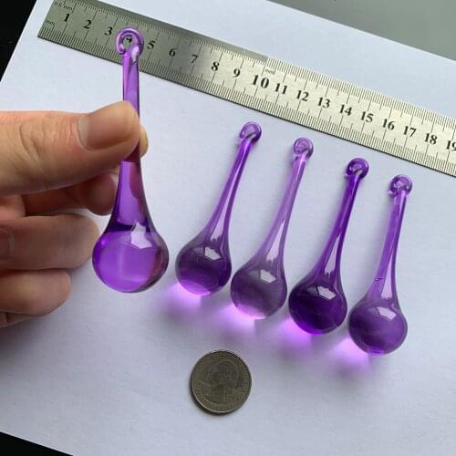 5PCS 80mm Purple Glass Water Drop Chandelier Pendants Crystal Curtain Parts Icicle Crystal Chandelier Suncatcher DIY