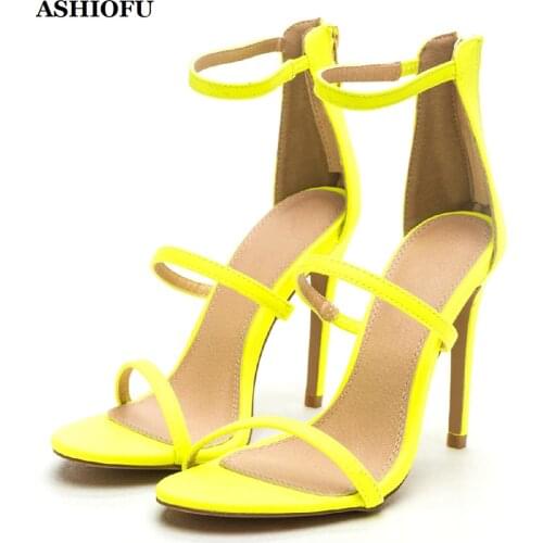 ASHIOFU New Hot Sale Handmade Ladies High Heel Sandals Simple Style Party Summer Shoes Daily Wear Evening Fashion Sandals Shoes