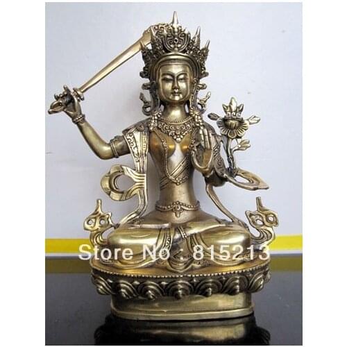 Free Shipping 21cm Tibetan bronze MANJUSHRI buddha statue 14cm
