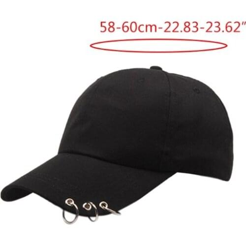 Unisex Korean Harajuku Baseball Cap with Metal Rings Hip Hop Adjustable Dad Hat