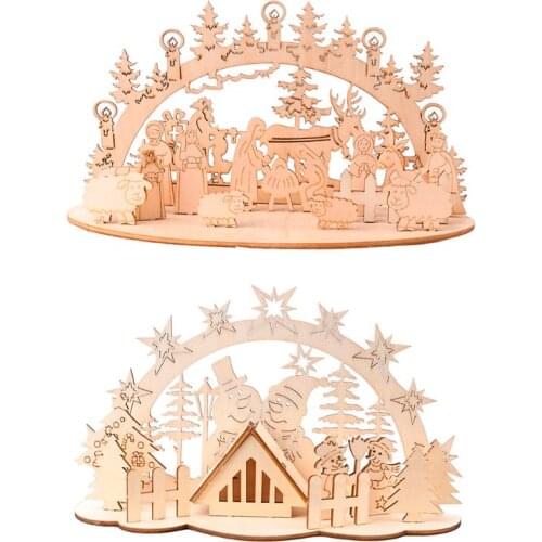 Christmas Wooden Decoration DIY Craft Snowman Desktop Ornament Home Party Xmas