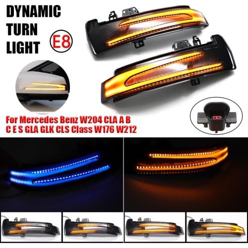 For Mercedes Benz W204 CLA A B C E S GLA GLK CLS Class W176 W212 W218 2011- 2017 Dynamic Steering Signal Led Rear View Flash