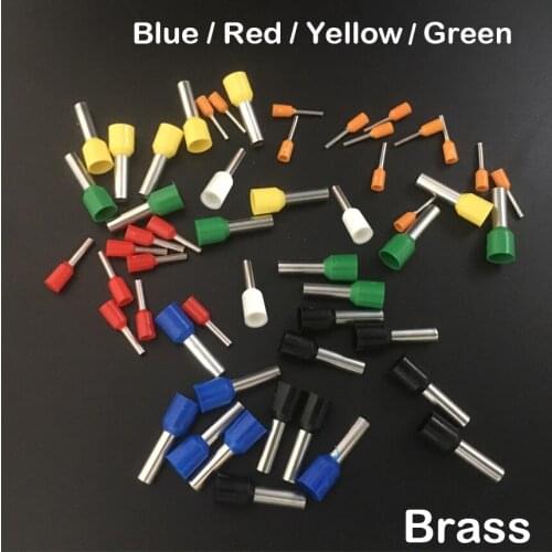 E2518 E4009 E4012 E4018 White Black Orange Brass Pin Insulated Sleeve Cold Press Connector Ferrule Cord End Crimp Terminal