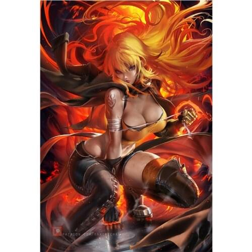 Fire Elk Woman Canvas Art Posters and Prints Custom Sexy Anime Girl Wall Pictures for Living Room Bedroom Decoration Paintings