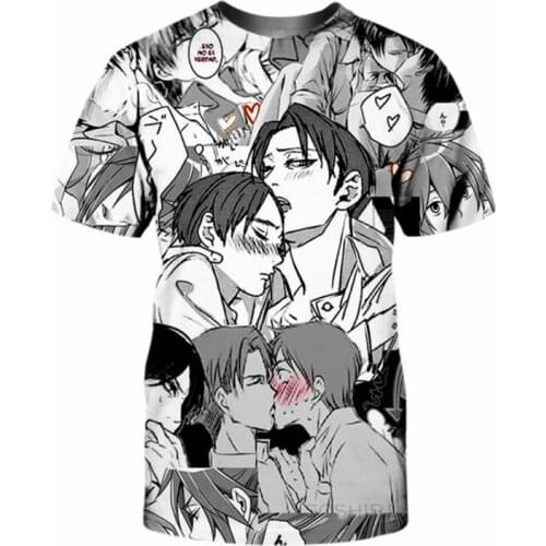 SOSHIRL Homosexual Love T Shirt Hipster Funny Sweet Couple Anime T-shirt Summer Streetwear Harajuku Unisex Classic Top Plus Size