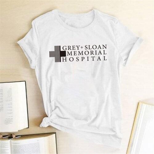 Grey Sloan Memorial Hospital Letter Print T-shirts Women Harajuku Shirt Tee Shirt Femme Casual Shirts Women Ropa Para Mujer