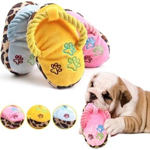 Dog Toy Pet Chew Play Toy For Pet Cat Puppy Teeth Cleaning Funny Squeaker Toy Dog Squeak Plush Slipper Shaped Squeaking Sound