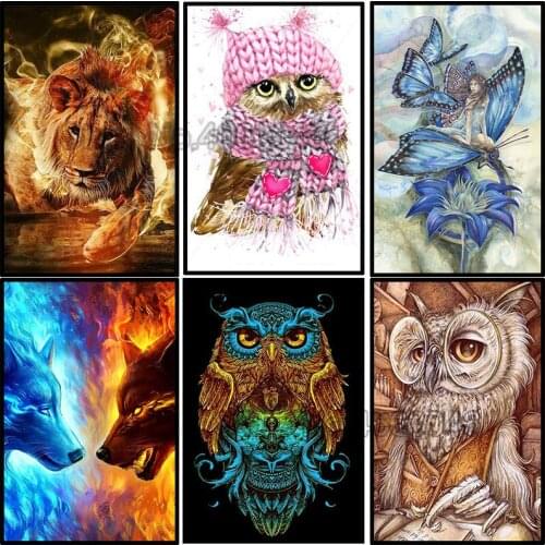Round/Square animals full diy embroidery pattern resin mosaic angel 5D diy diamond painting cross stitch kits room decorations