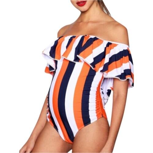TELOTUNY NEW Women Maternity Pregnant Tankinis Stripe Bikinis Swimsuit Beachwear Ruffles fashion Plus Size Swimsuit Beachwear