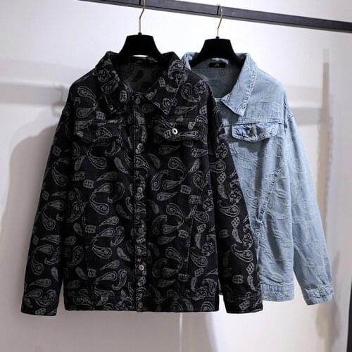 2021 New Oversized Women Denim Jacket Spring Autumn Fashion Print Jean coat Casual Tops Loose Outerwear Plus Size 6XL KW505