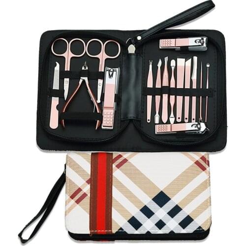 16pcs Nail Clippers Professional Pedicure Kit Stainless Manicure Set with File Clipper Cuticle Scissors Nail Tools Set Makeup