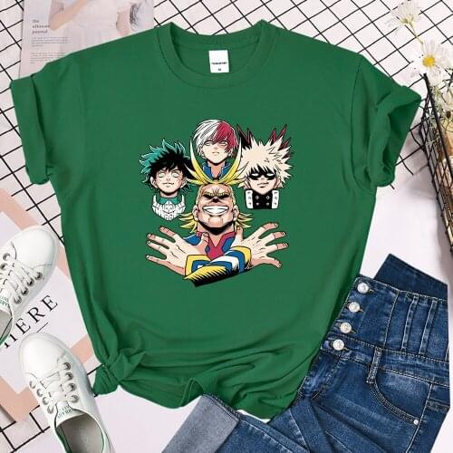 My Hero Academia Characters Cute Woman T Shirt Personal Loose T Shirts Hip Hop Trendy Tee Shirt Harajuku Vintage Female T-Shirt