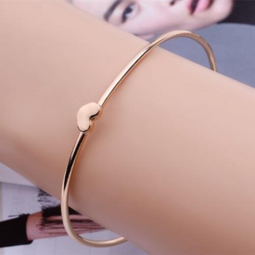 Fashion Simple Wholesale Personality Gold Color Peach Heart Lovely Bangle bracelets & bangle