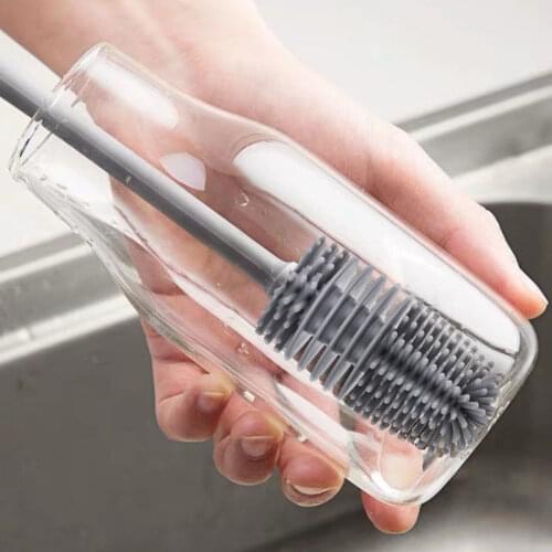 Soft Silicone Milk Bottle Brush 360 Long Handle Cup Brush Household Cleaning Brush Kitchen Brush Bottle Baby Bottle Brush