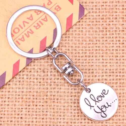 New Fashion Keychain 20mm circle plates I love you Pendants DIY Men Jewelry Car Key Chain Ring Holder Souvenir For Gift
